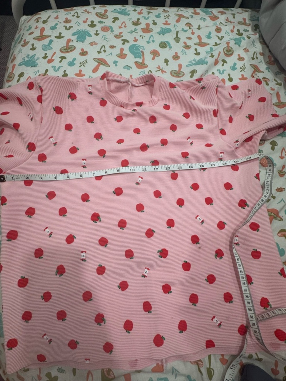 Pink Apple Print Short Sleeve Top - Picture 5 of 5